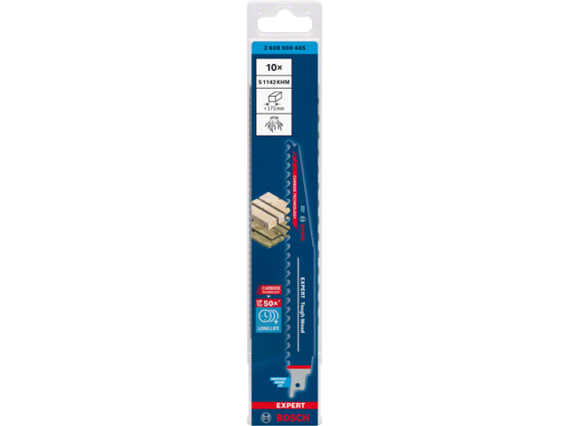 List Bosch za sabljasto žago EXPERT ‘Tough Wood’ S 1142 KHM, 225mm, 3TPI, za les, Pakiranje: 10kos, 2608900405